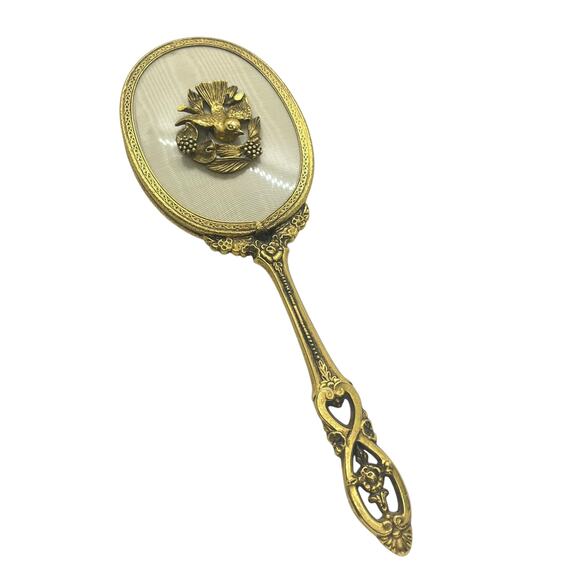 Vintage Ormalu 3 Piece Vanity Set Gold Tone Brush Comb Mirror - Picture 6 of 12